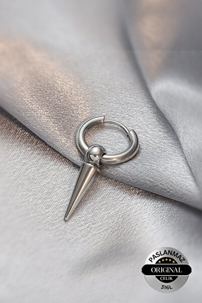 Lynare Perforated Spear Head Design Men Women Unisex 316L Steel Earring 1 Piece