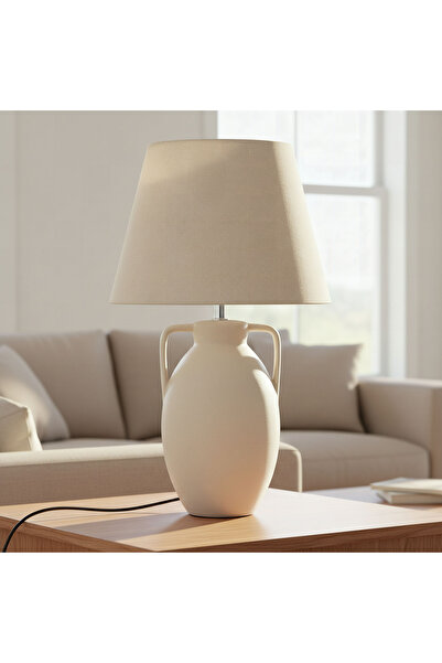 Generic Emzie Table Lamp with Linen Lampshade - 52 cm