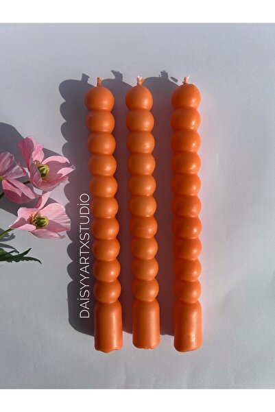 Daisyyartxstudio 1 adet turuncu bubble şamdan mum 21.2 cm