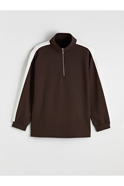 LC Waikiki Brown High-Neck Soft Touch Women's Sweatshirt