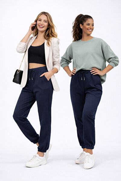 Flora Kadın Jogger Eşofman Altı Lastikli Paça İki İplik Kompak Penye Kumaş