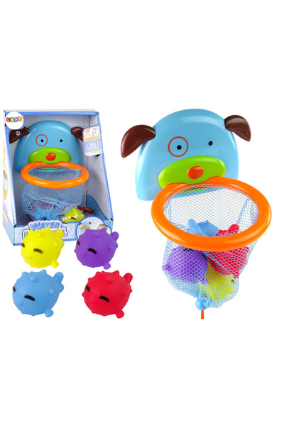 LEAN Jucarie baie cos mini baschet catel cu pestisori cauciuc