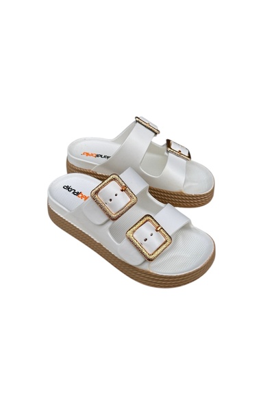 AkınalBella Women's Double Buckle Soft Beach Pool Daily Slippers