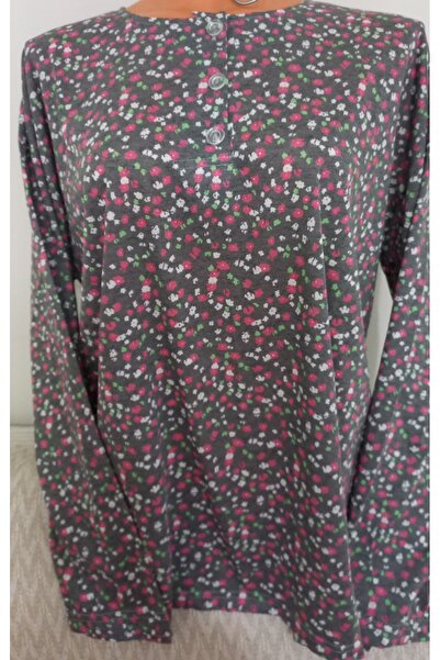 Anne Er Clothing Battal Paper Print Combed Cotton Blouse Long-Sleeve O-Neck 3...