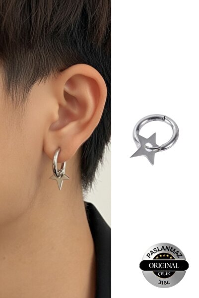 Lynare Hollowed Geometric Star Charm Model Dangle Men Women Unisex 316L Steel...