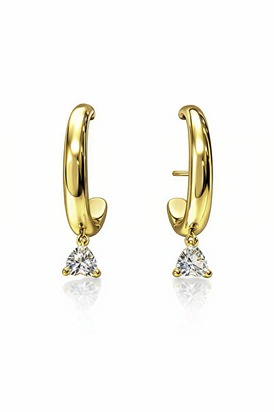 Sense of Atelier Luma Tria Hoop Gold Color Minimal Dangle Stone Hoop Earrings