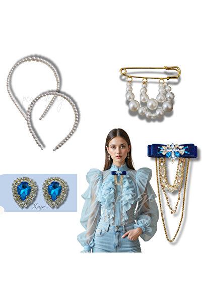 pegu baby collection SET DE 5: COROANĂ CU PERLE, BROȘĂ PENTRU GULER, AC SCOTI...