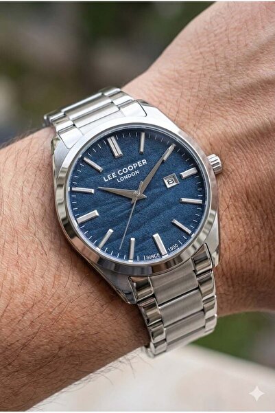 Lee Cooper 41mm, Lacivert Dokulu Kadran, Paslanmaz Çelik Kordon Erkek Kol Saati