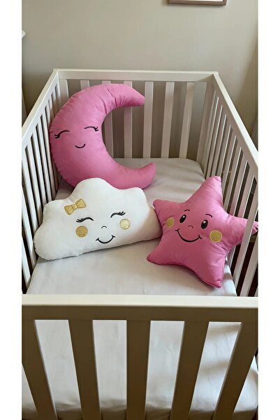 bebek_iklimi Pembe Uyku Arkadaşı Yastık Seti - Kurdele Nakışlı