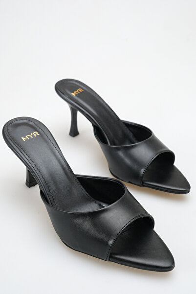 meyra'nın ayakkabıları Women's Pointed Toe Heeled Sandals Black Skin