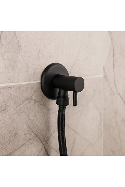 banyosepeti Aurelio Matte Black Wall-Mounted Bidet Faucet and Flexible Hose S...