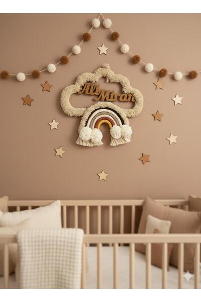 renkli mi renkli tasarım dünyası makrome isimli bebek çocuk kapı süsü