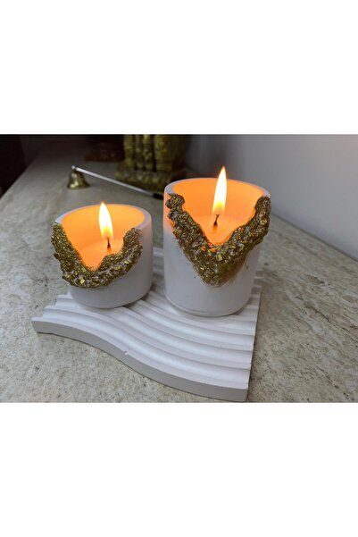 SalepHome 3'lü Dekoratif Hediyelik Gold Gümüş Siyah Renk Kokulu Mum Mumluk ve...