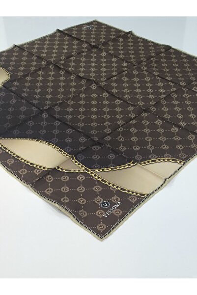 PİRAMİT VİSSONA TİVİL İPEK EŞARP ZİNCİR MODEL KAHVE VİZON 1018-8