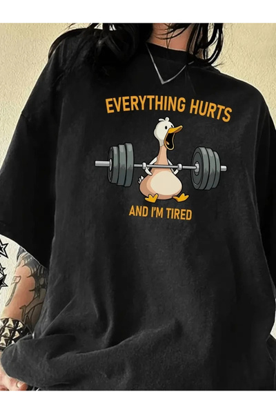 Glam Love Μπλουζάκι Duck με τύπωμα και μαύρο μπλουζάκι με στρογγυλή λαιμόκοψη...