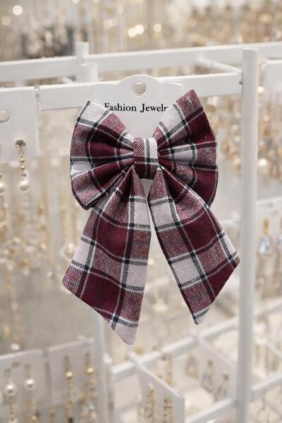 ZRN AKSESUAR Stylish Automatic Bow Tie with Black, Gray and White Color Mix with Plaid Fabric