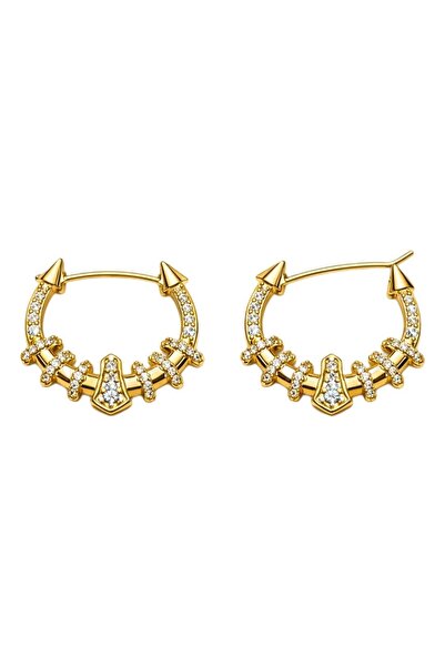 Sense of Atelier Vanthe Claw Hoop Gold Stone Hoop Earrings-Gold