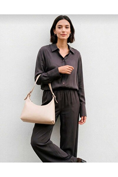 ÖZÜM TAKI Women's Daily Model Adjustable Strap Shoulder Bag Ecru