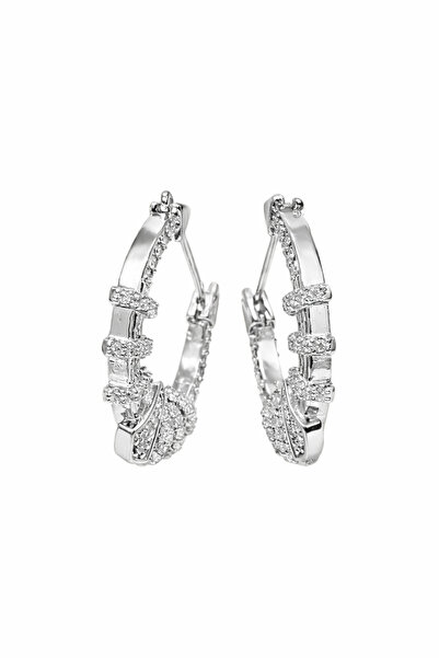 Sense of Atelier Vanthe Claw Hoop Gold Stone Hoop Earrings-Silver