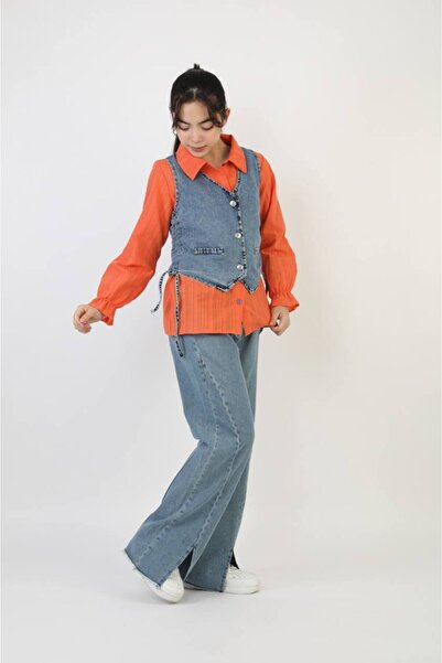 Yalçınoğlu Kids Girl's Vest Denim Top and Bottom Set I Children's Holiday and...