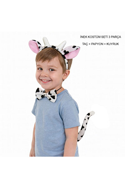 MEVAFA Cow Costume Accessory Set 3 Pieces - Crown Bow Tie Tail