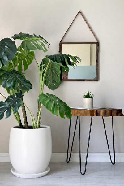 odka Armut Saksı Tabaklı H: 32cmx Çap: 26cm Beyaz