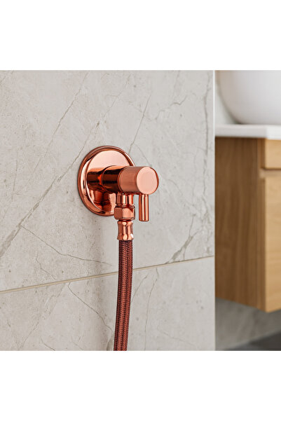 banyosepeti Aurelio Rose Gold Copper Wall-Mounted Bidet Faucet and Flexible H...