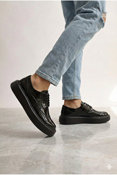 GÜR MODA AYAKKABI Pantofi din piele lăcuită, cu talpă groasă, stil oxford, cu...