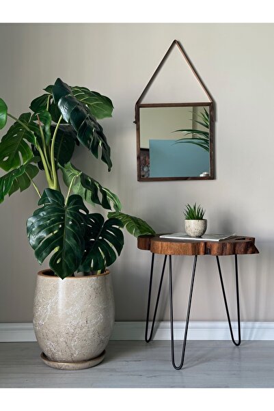 odka Armut Saksı Tabaklı H: 32cmx Çap: 26cm Taş Beyaz Gold