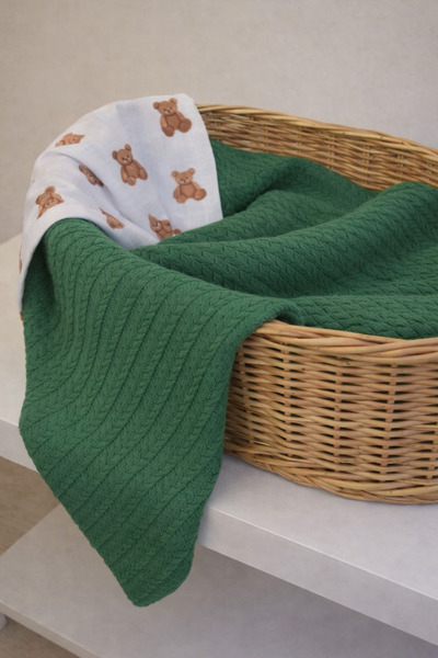 Jr Bunnies 100X100 Baby Blanket – Muslin and Knit Fabric, Soft and Breathable