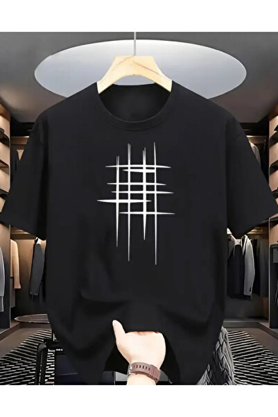 GALASHOP Fashionable Geometric Line Print T-Shirt