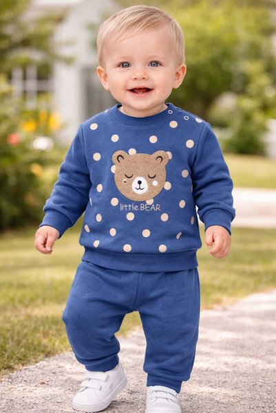 Tenra Embossed Printed 100% Cotton Top and Bottom Baby Set