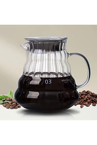 LUXURY V60 Glass Drip Coffee Maker, Striped Coffee Pot 03, 700ml Capacity
