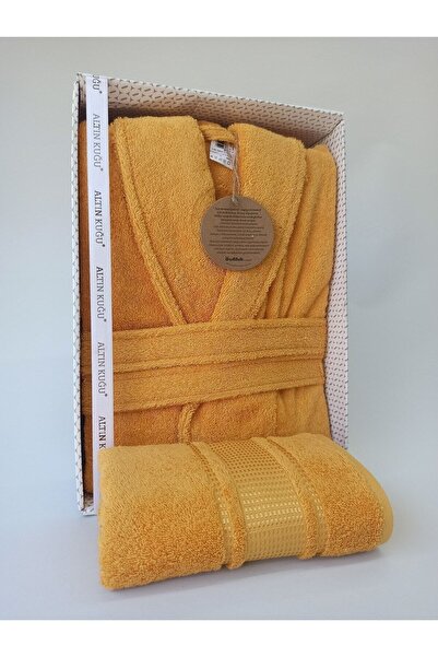 Özdilek Colourist Şalyaka Bornoz + Baş Havlusu L Beden Sarı