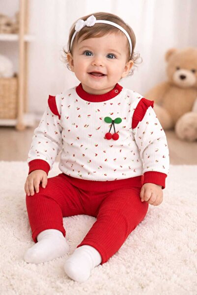 Tenra Embossed Printed 100% Cotton Top and Bottom Baby Set