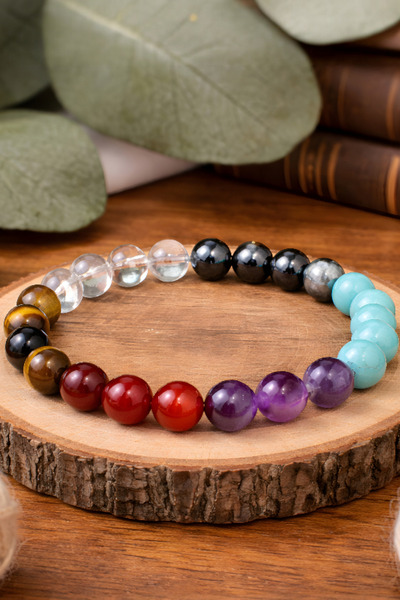 NBS Beautiful Naturel Stones Nazar Bracelet Amethyst, Red Agate, Tiger's Eye,...