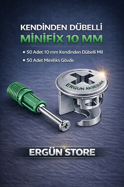 Ergün Kendinden Dübelli Minifix Takım 10MM 50 Takım