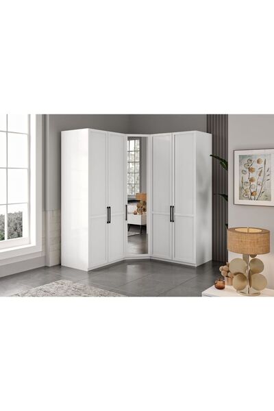 Doressa Home Vote White 5 Kapılı Köşe Gardırop