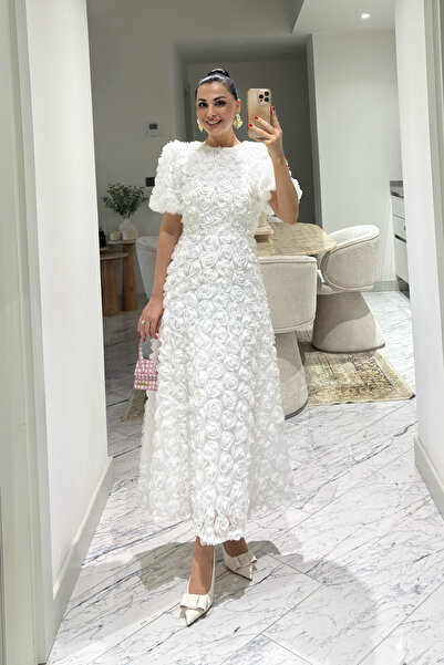 Seda Yalçın Atelier Beyaz Detaylı Siyah Rosella Özel Tasarım Elbise