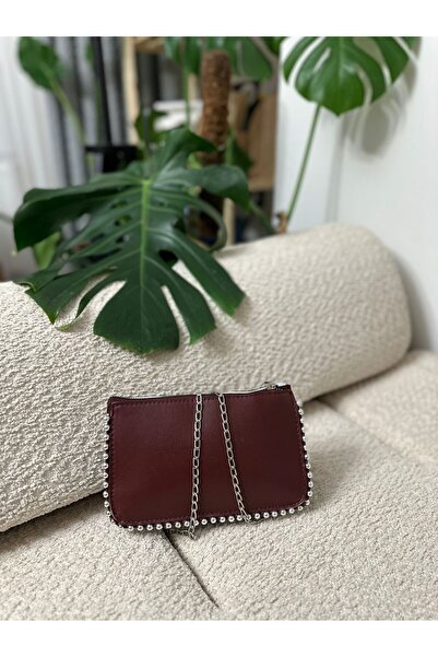 STİL SİDELYA Zippered Bead Detail Chain Strap Crossbody Women's Bag