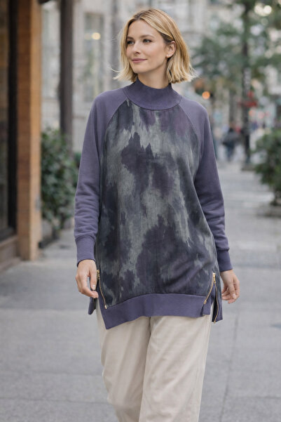 vivalolita Yan Fermuar Detaylı İpek Cupra Kumaş Tunik Şık & Zarif