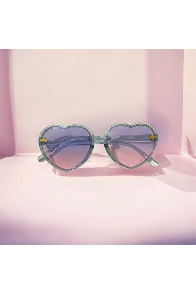 The Cloudish Shop Girl's Glittery Sunglasses Heart Bee Detail Blue Frame Lila...