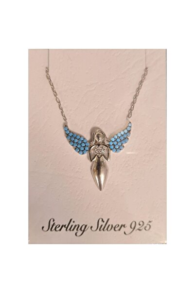 Crocodileskids 925 Silver Necklace Winged Girl, with Zirconia, Blue
