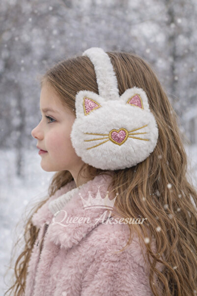 QUEEN AKSESUAR χαριτωμένα ασημί πολυτελή γούνινα βελούδινα ασημί ακουστικά με...