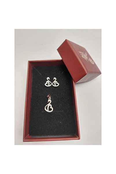 Crocodileskids Set Argint 925 Lebada cu Inima, Leski Silver, 2.7g, 1 cm x 1 cm