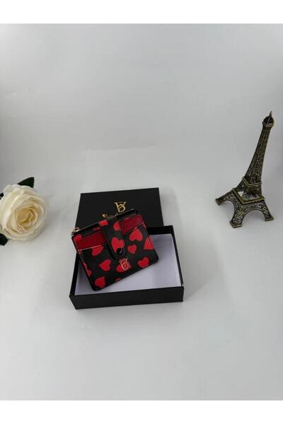 gül sezgin butik Portofel pentru femei, negru, cu inimă, cu suport pentru car...