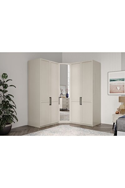 Doressa Home Vote Beige 5 Kapılı Köşe Gardırop