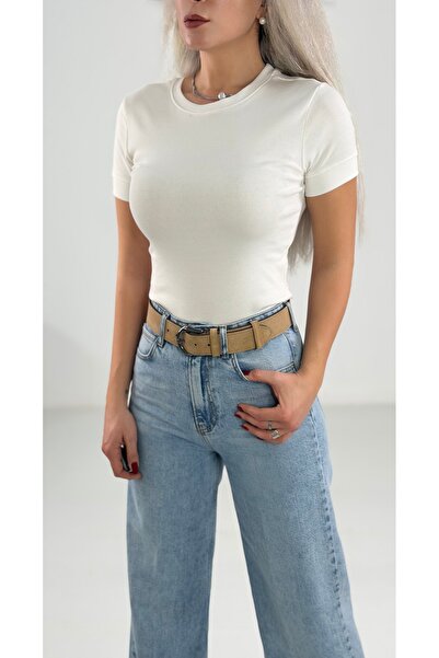 KAROL Beyaz Fit Basic Modal T-Shirt