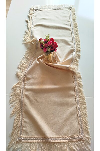 denizli hatırası Cendere Fringed 100% Cotton Natural Linen Fabric Runner with...