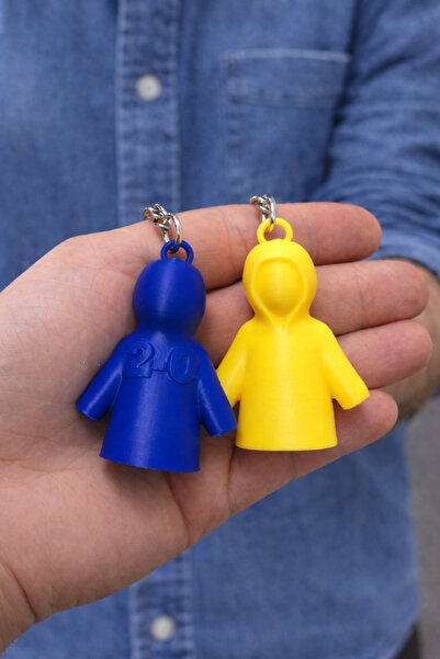 CHANCE GİFT Super Cup Souvenir Raincoat Keychain 2 Pieces Yellow Navy Blue Le...